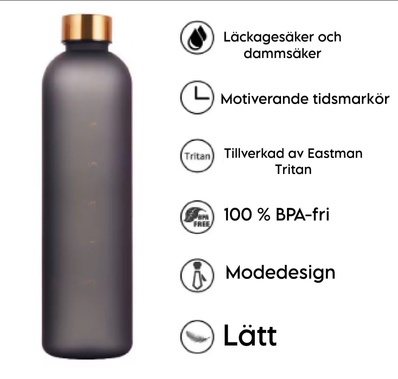 Vattenflaska med Tidmarkering - Motiverande Hydration